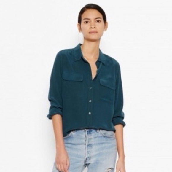 Equipment Silk Blouse in Dark Teal / Green - Picture 5 of 5